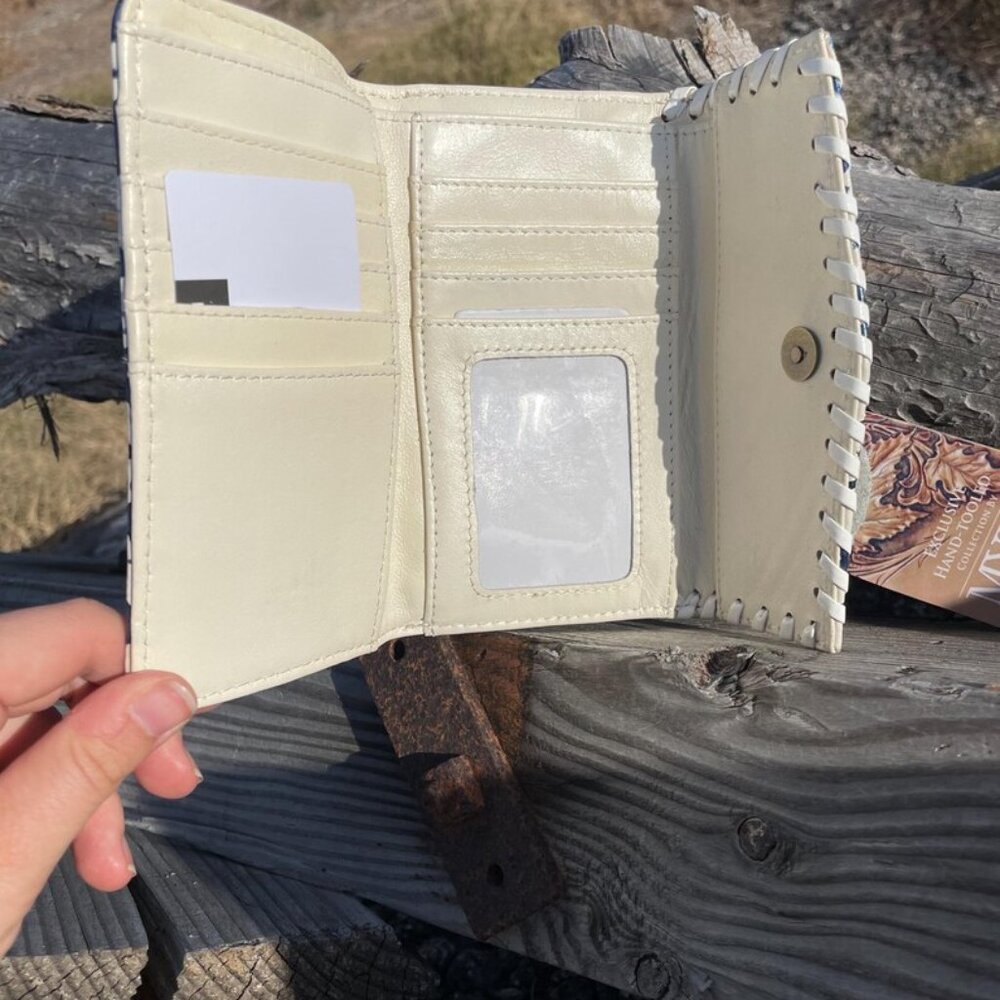 Blue and White Leather Myra Wallet - Picture 3 of 4